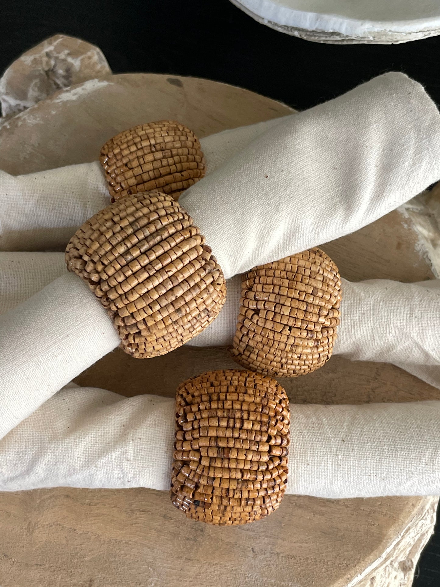 Roundhill Beaded Napkin Rings, Set of 4