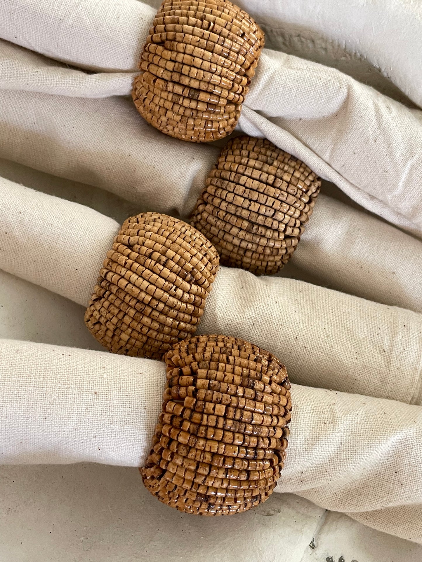 Roundhill Beaded Napkin Rings, Set of 4