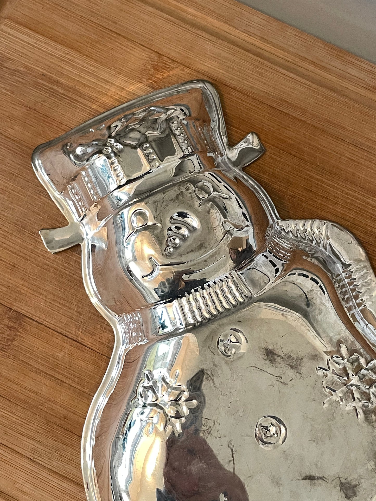 Silver Snowman Serving Tray