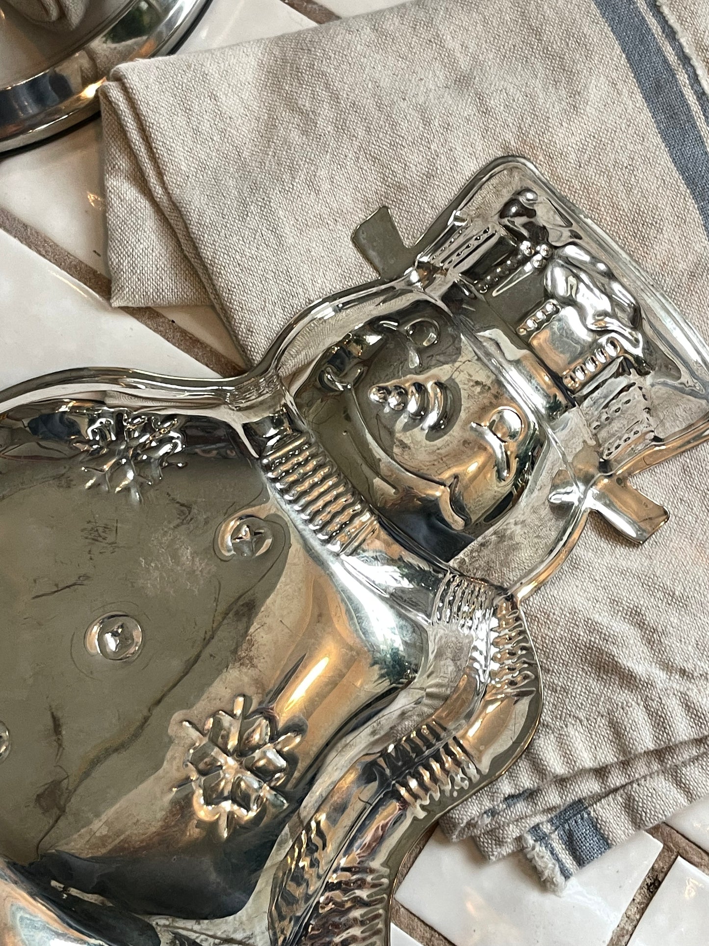 Silver Snowman Serving Tray