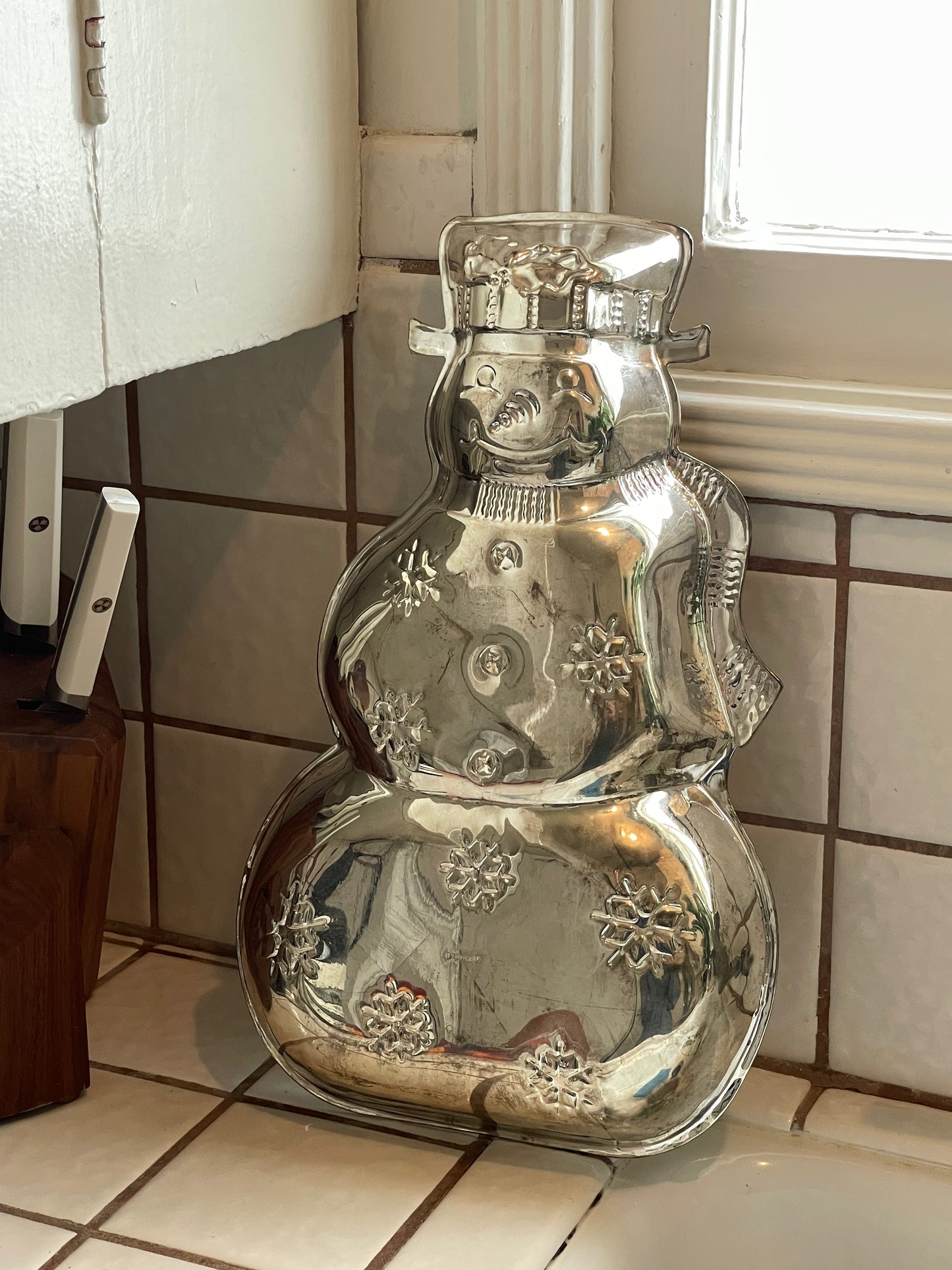 Silver Snowman Serving Tray