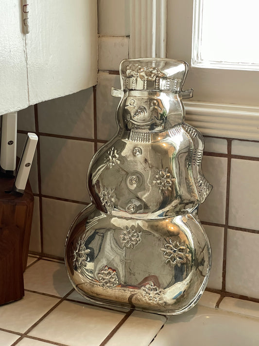 Silver Snowman Serving Tray