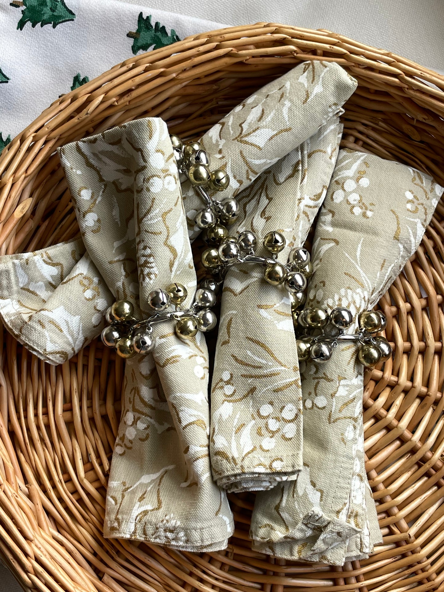 Sleigh Bells Napkin Rings, Set of 4