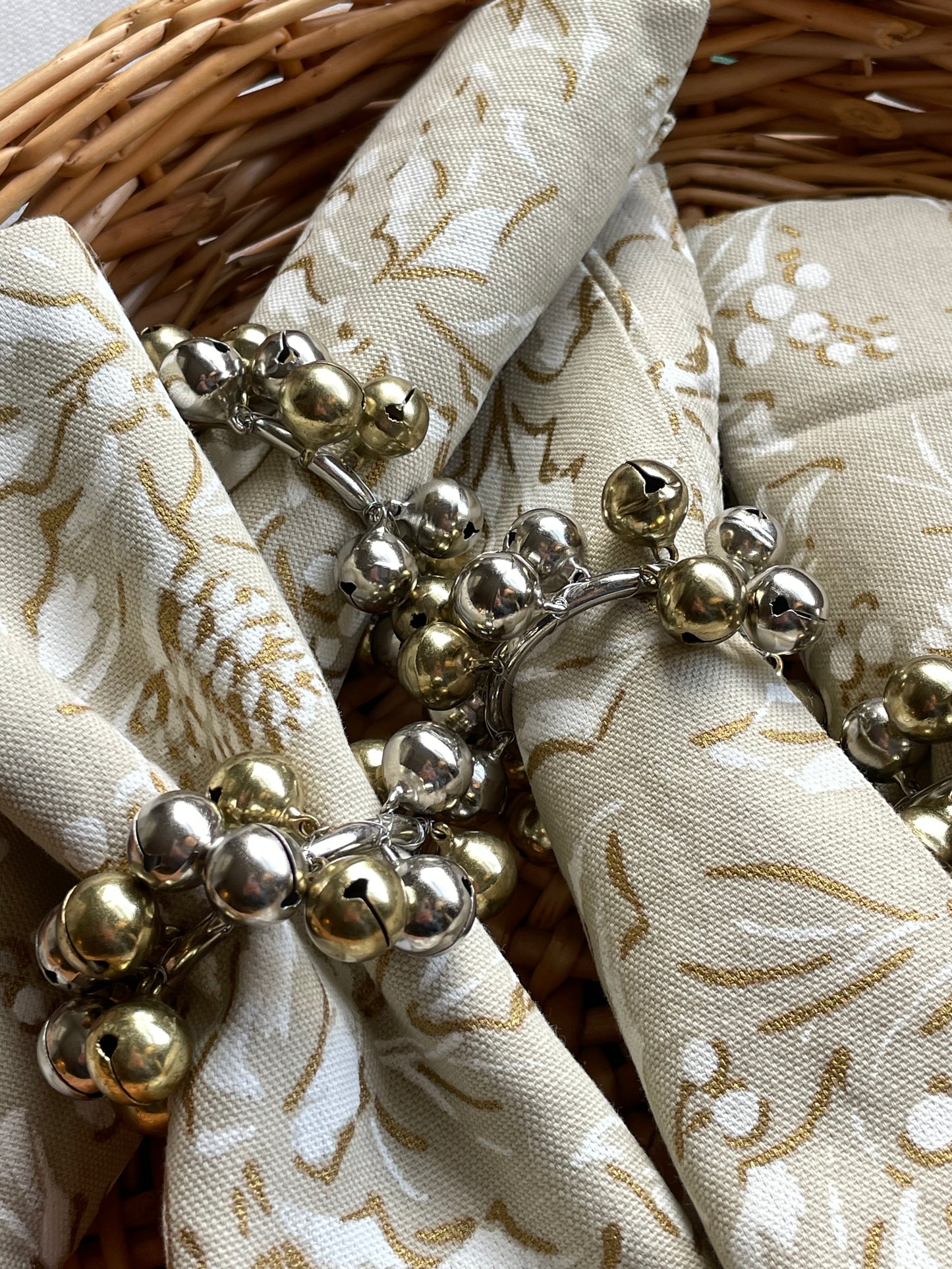 Sleigh Bells Napkin Rings, Set of 4