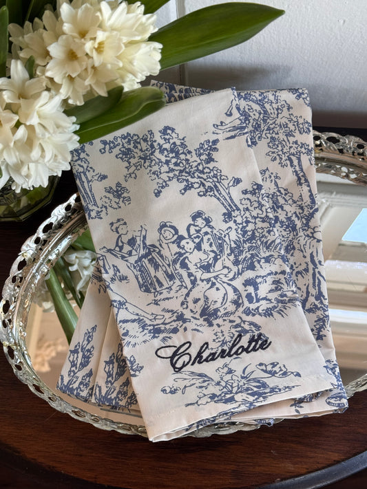 Toile Personalized Dinner Napkin