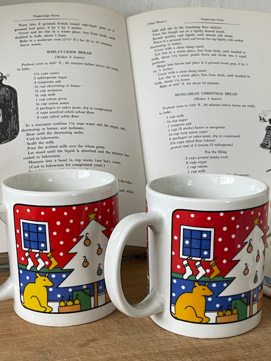 White Christmas Coffee Mugs, Set of 2