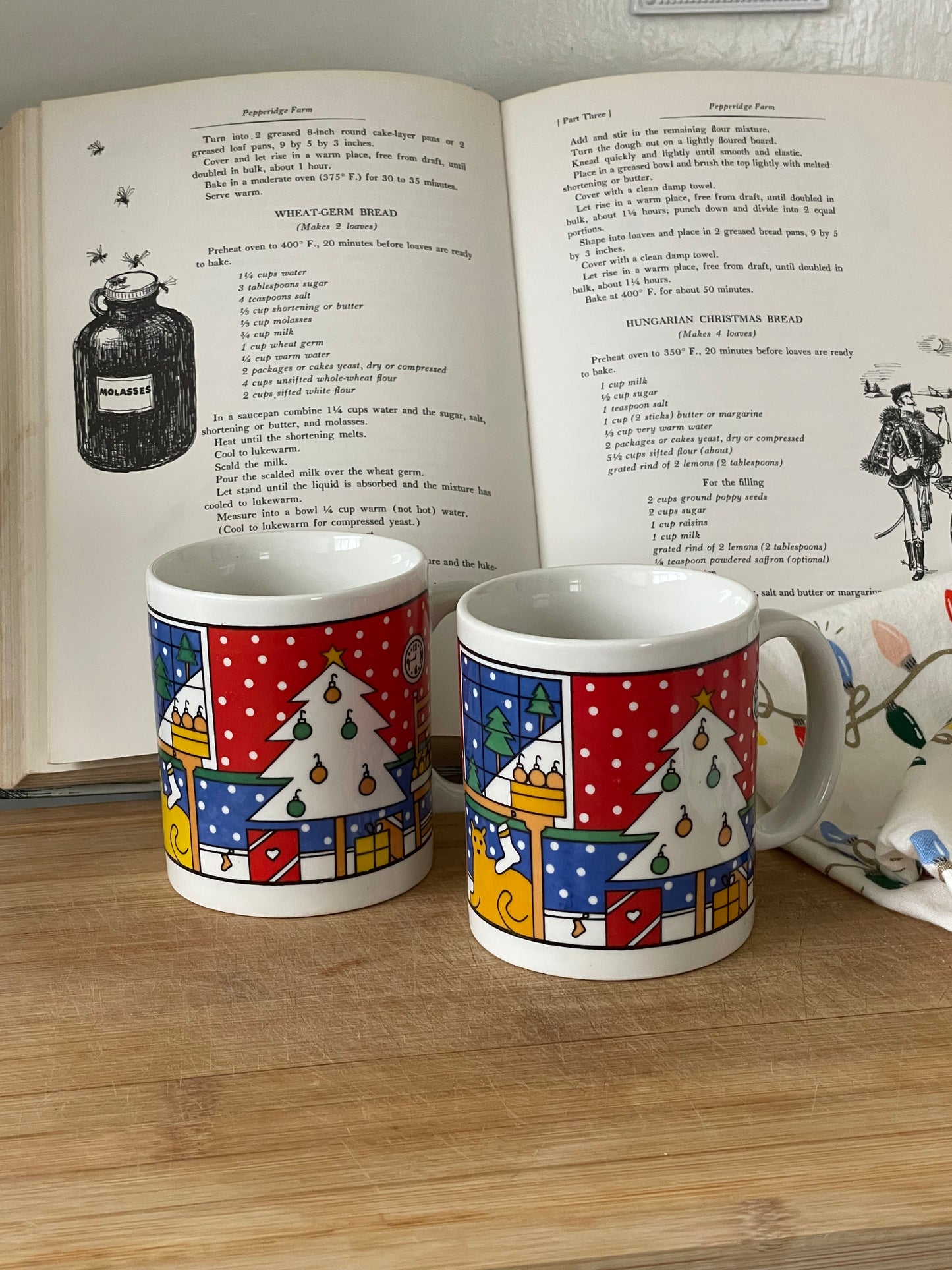 White Christmas Coffee Mugs, Set of 2