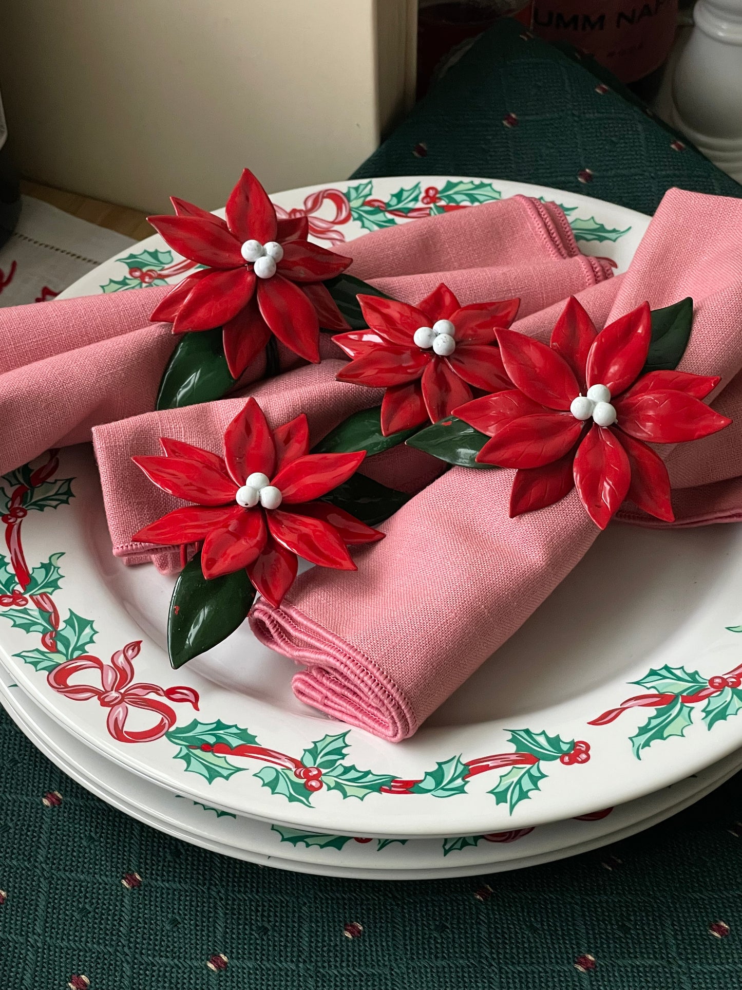 Poinsettia Napkin Rings, Set of 8