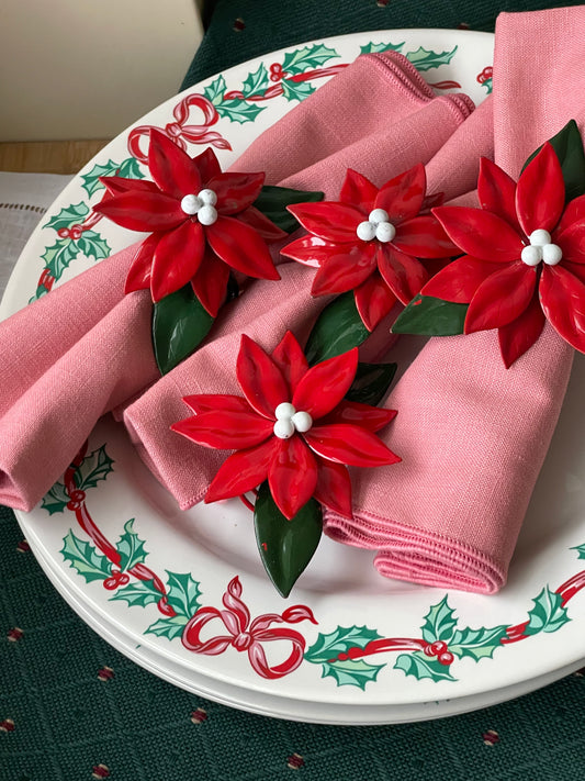 Poinsettia Napkin Rings, Set of 8