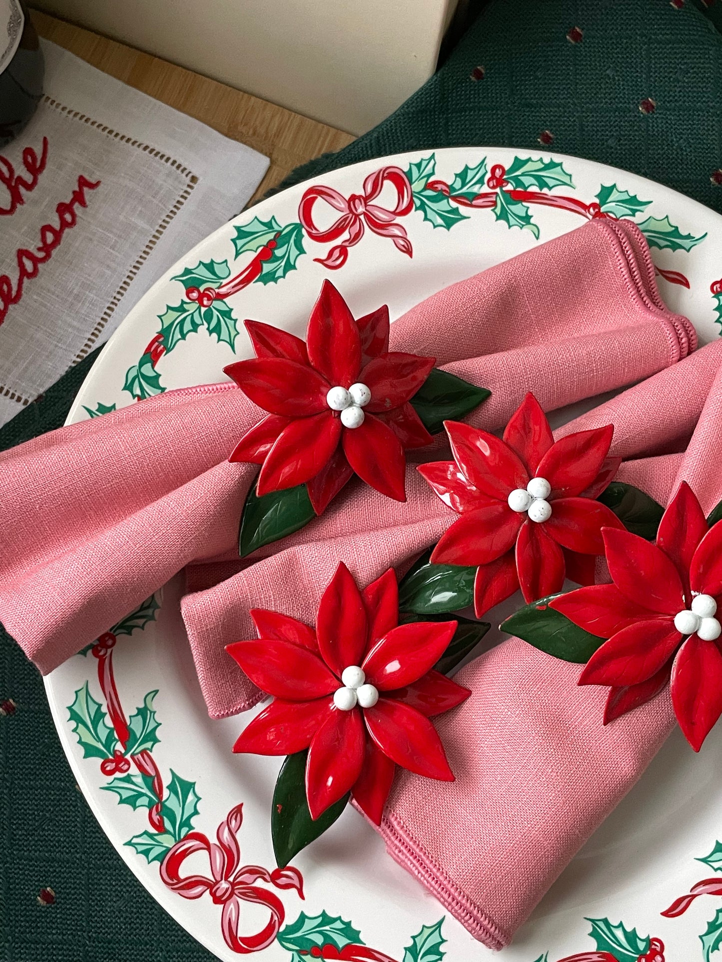 Poinsettia Napkin Rings, Set of 8