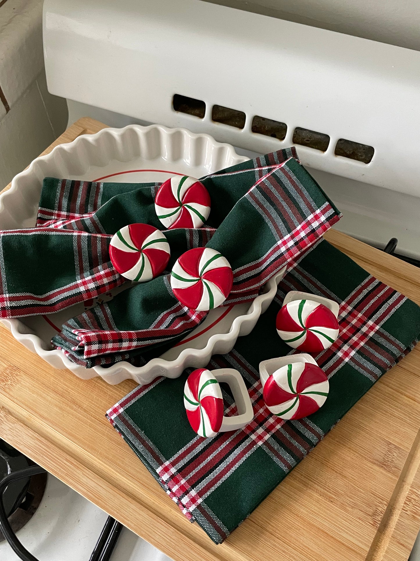 Holiday Plaid Personalized Dinner Napkin