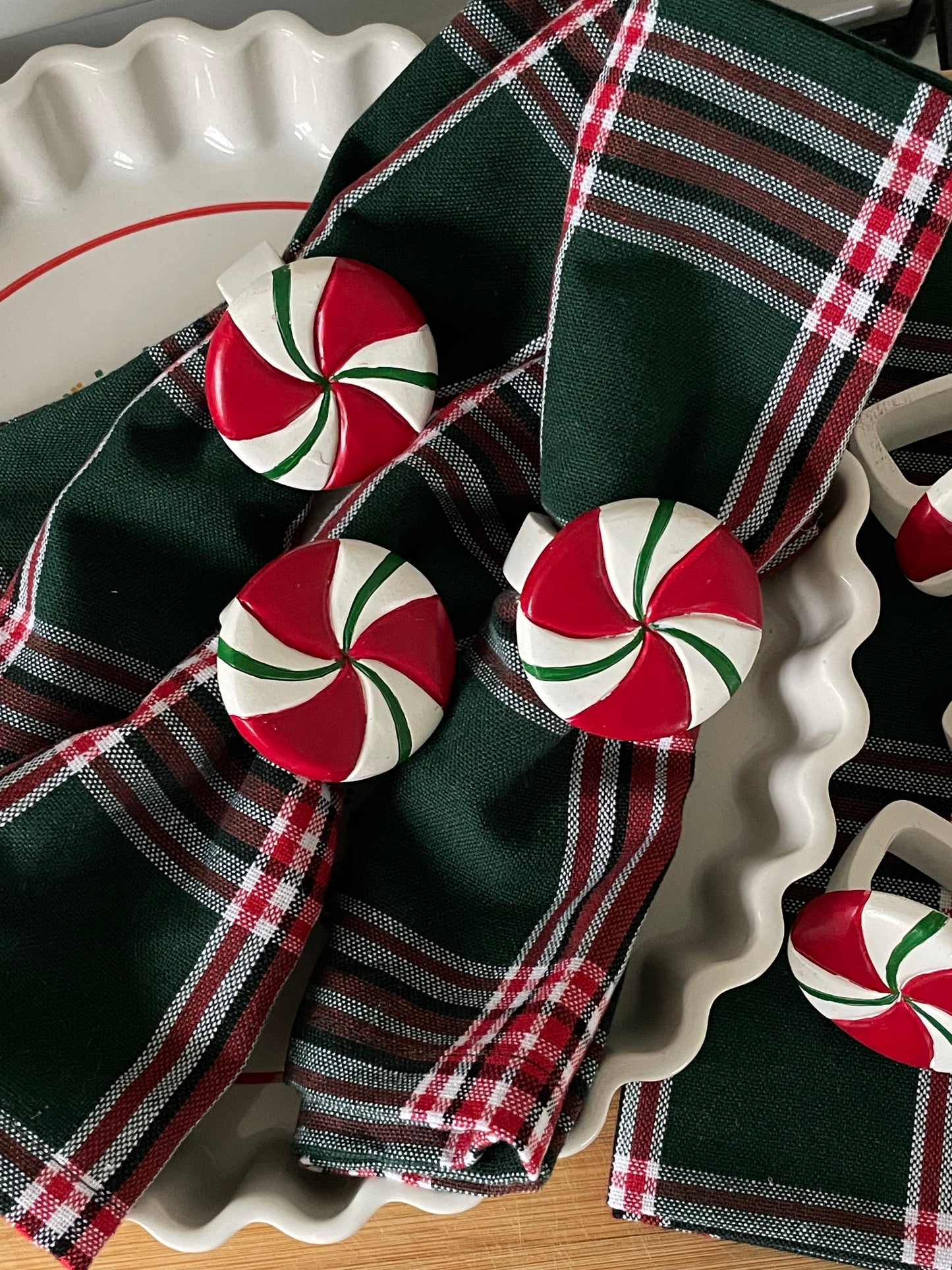 Peppermint Napkin Rings, Set of 6