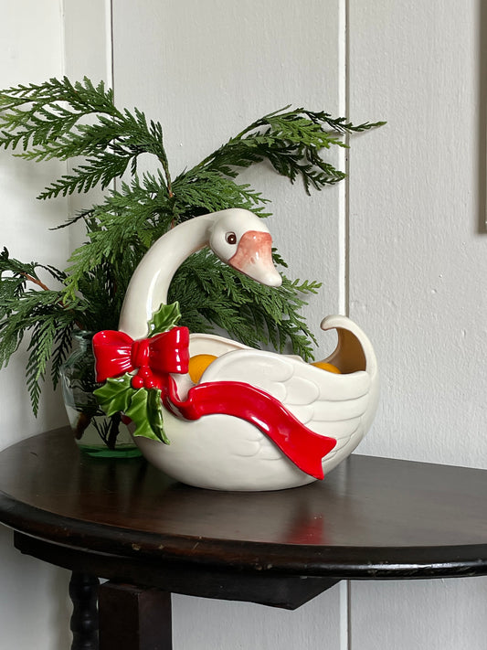Vintage 1987 Fitz & Floyd Christmas Goose Planter