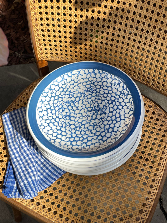 Chambray-Sponge Dinner Plates, Set of 8