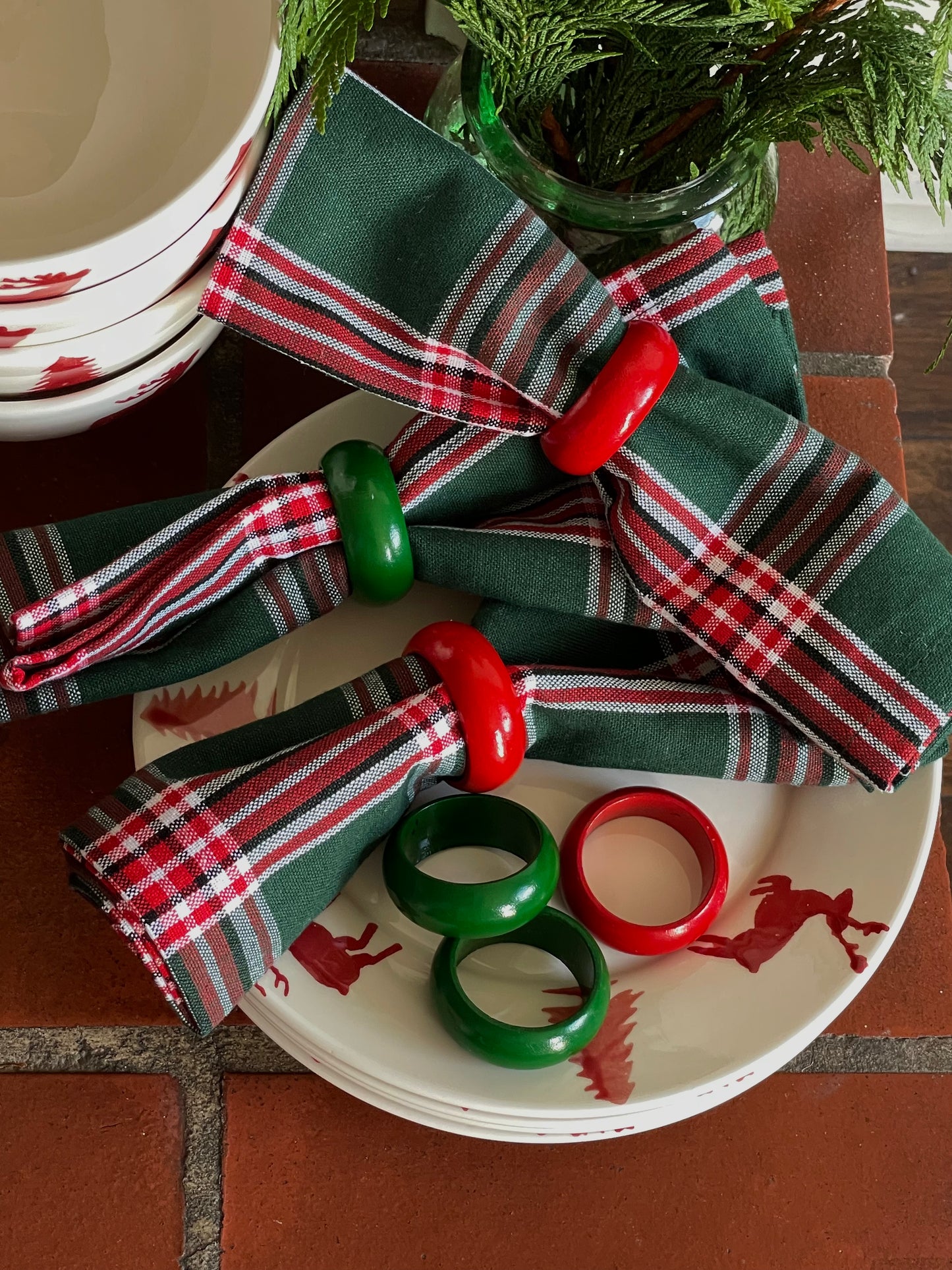 Holiday Plaid Personalized Dinner Napkin