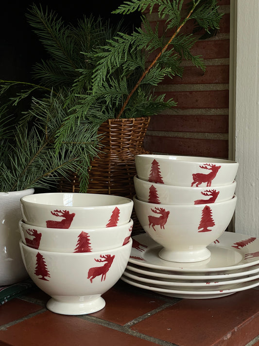 Snowflake Stroll Footed Bowls, Set of 6