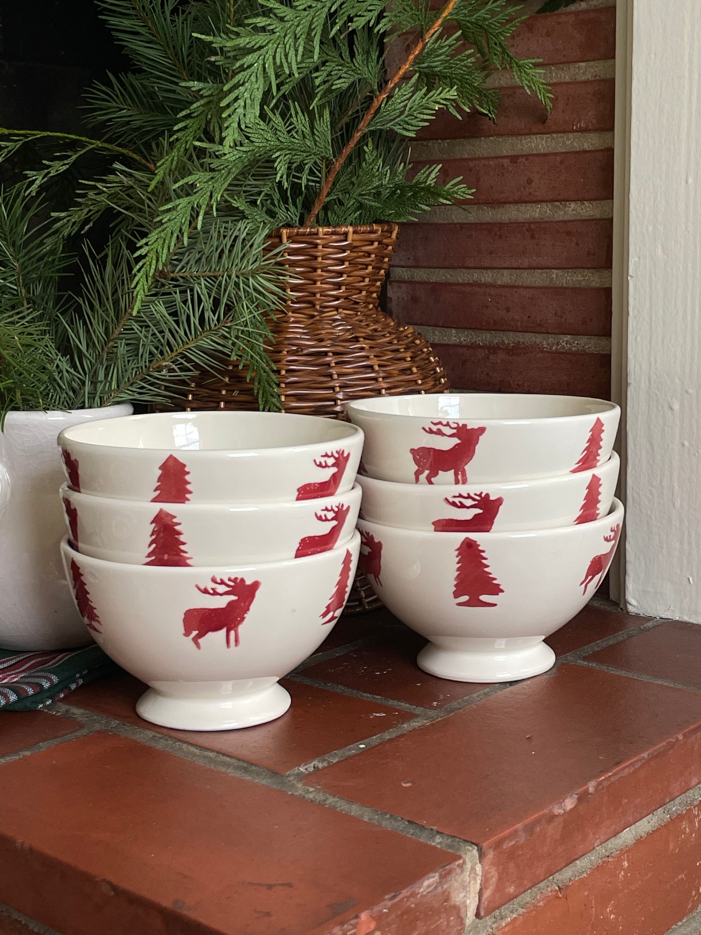 Snowflake Stroll Footed Bowls, Set of 6