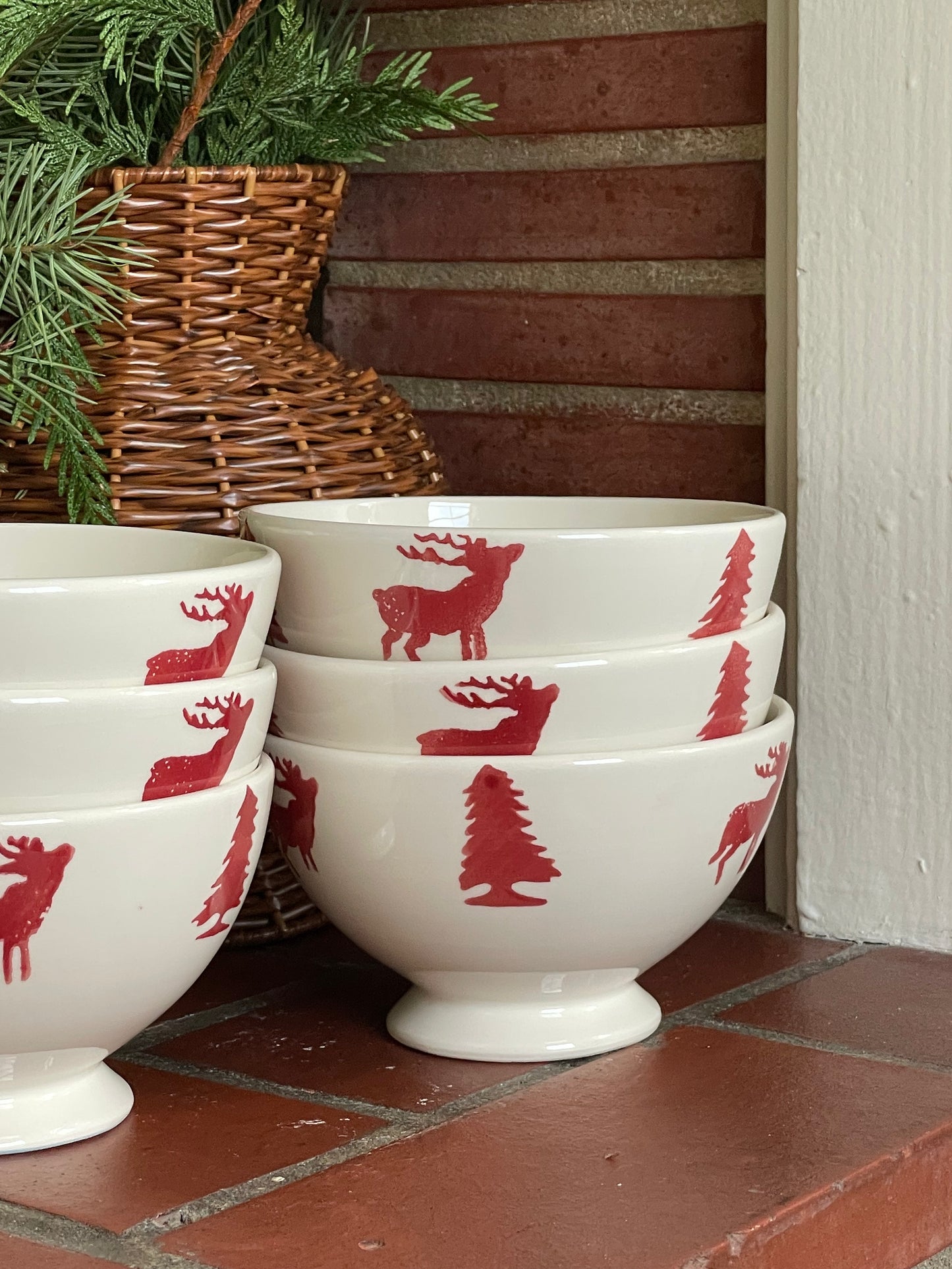 Snowflake Stroll Footed Bowls, Set of 6