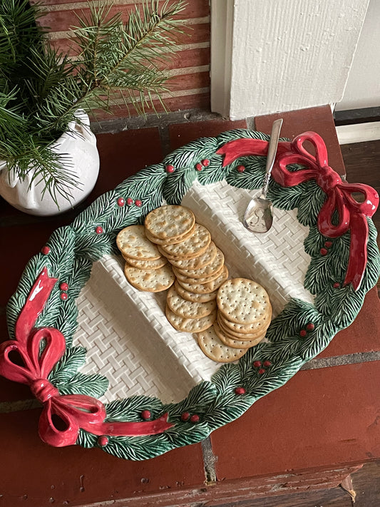 Fitz & Floyd Christmas Wreath Canape Plate