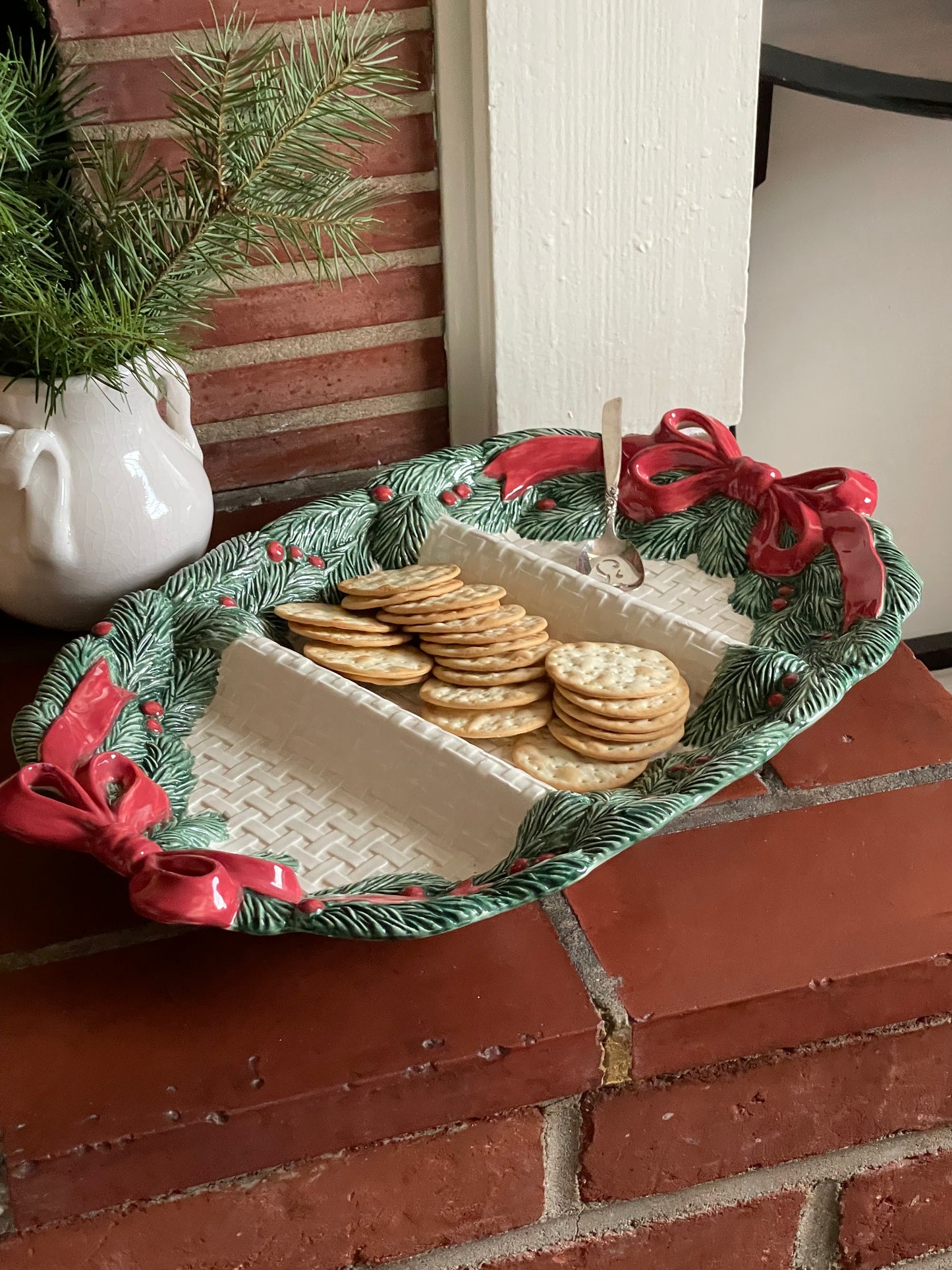 Fitz & Floyd Christmas Wreath Canape Plate