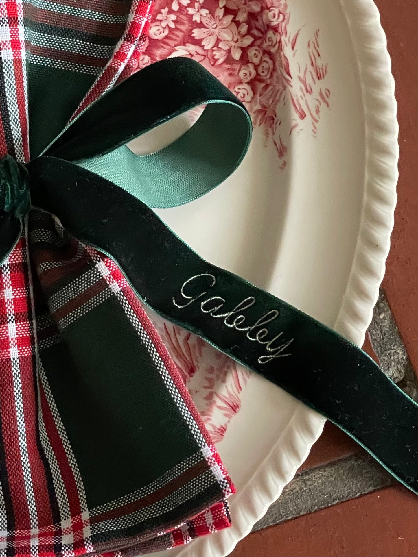 Green Velvet Personalized Ribbon