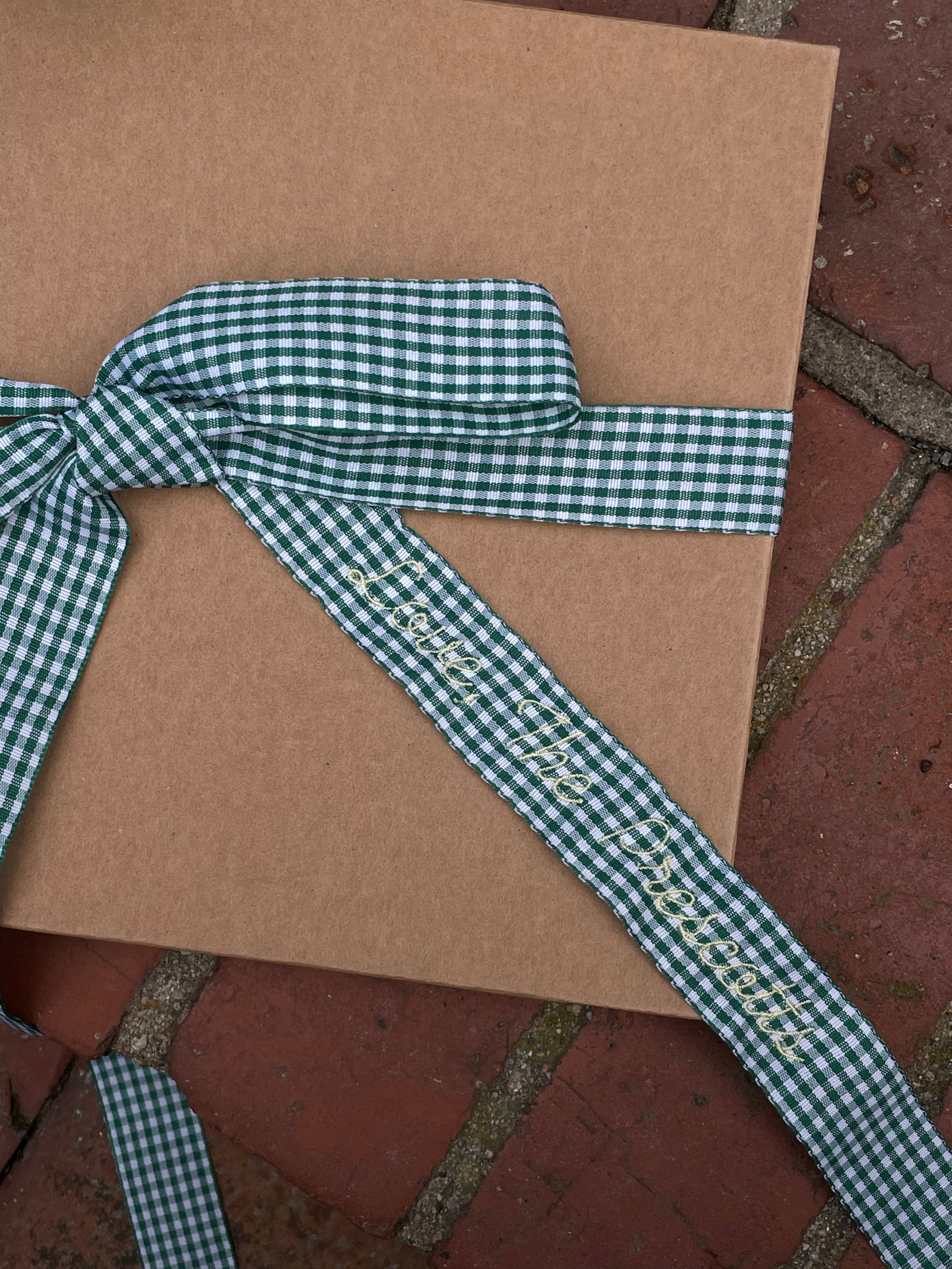 Green Gingham Personalized Ribbon