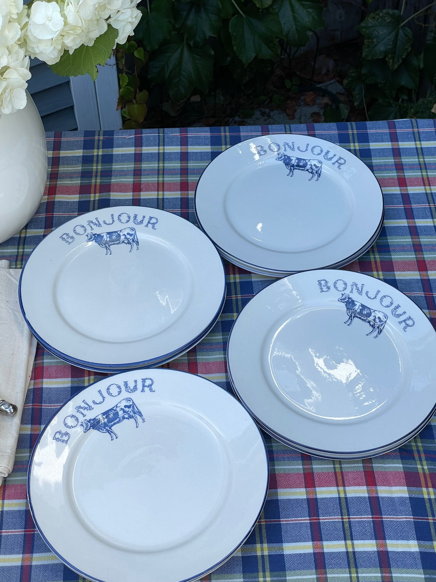 Bonjour Plates, Set of 8