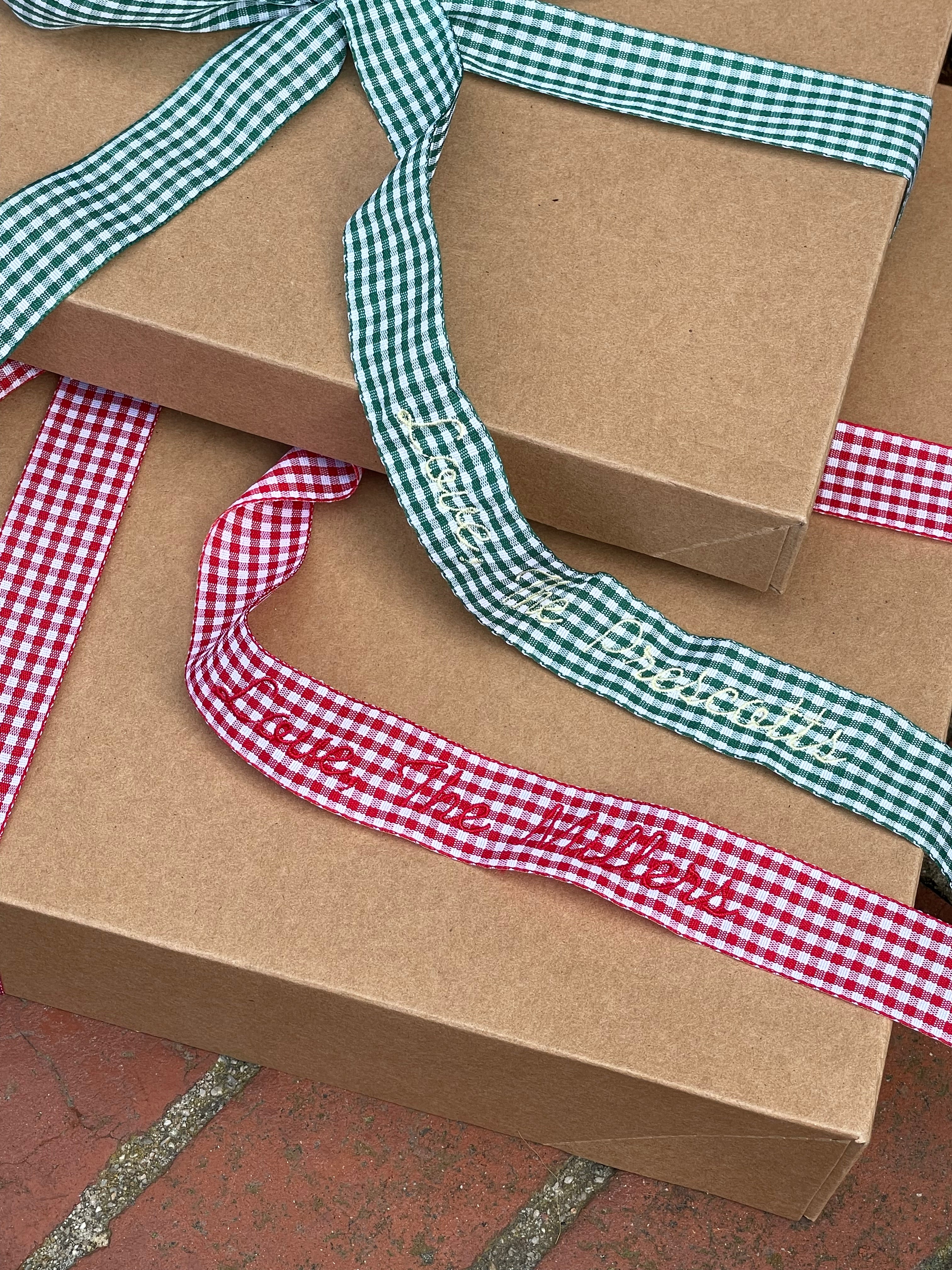 Green Gingham Personalized Ribbon
