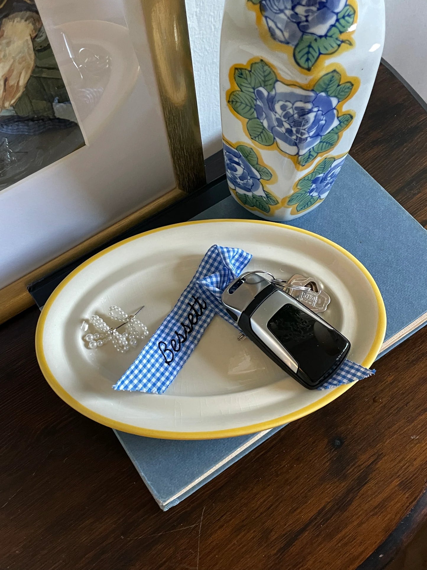 Blue Gingham Personalized Ribbon