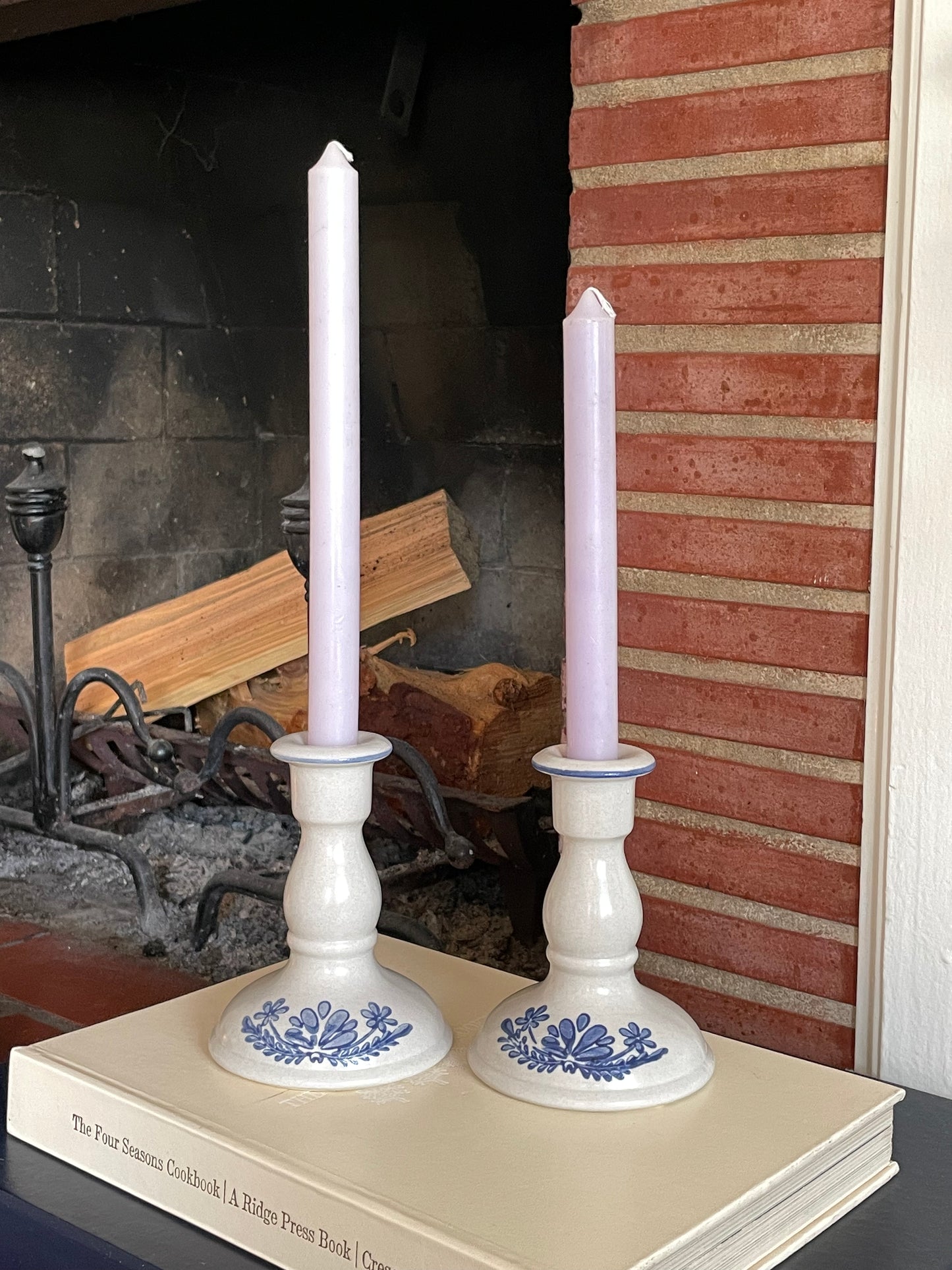 Salton Stoneware Candlesticks, Set of 2