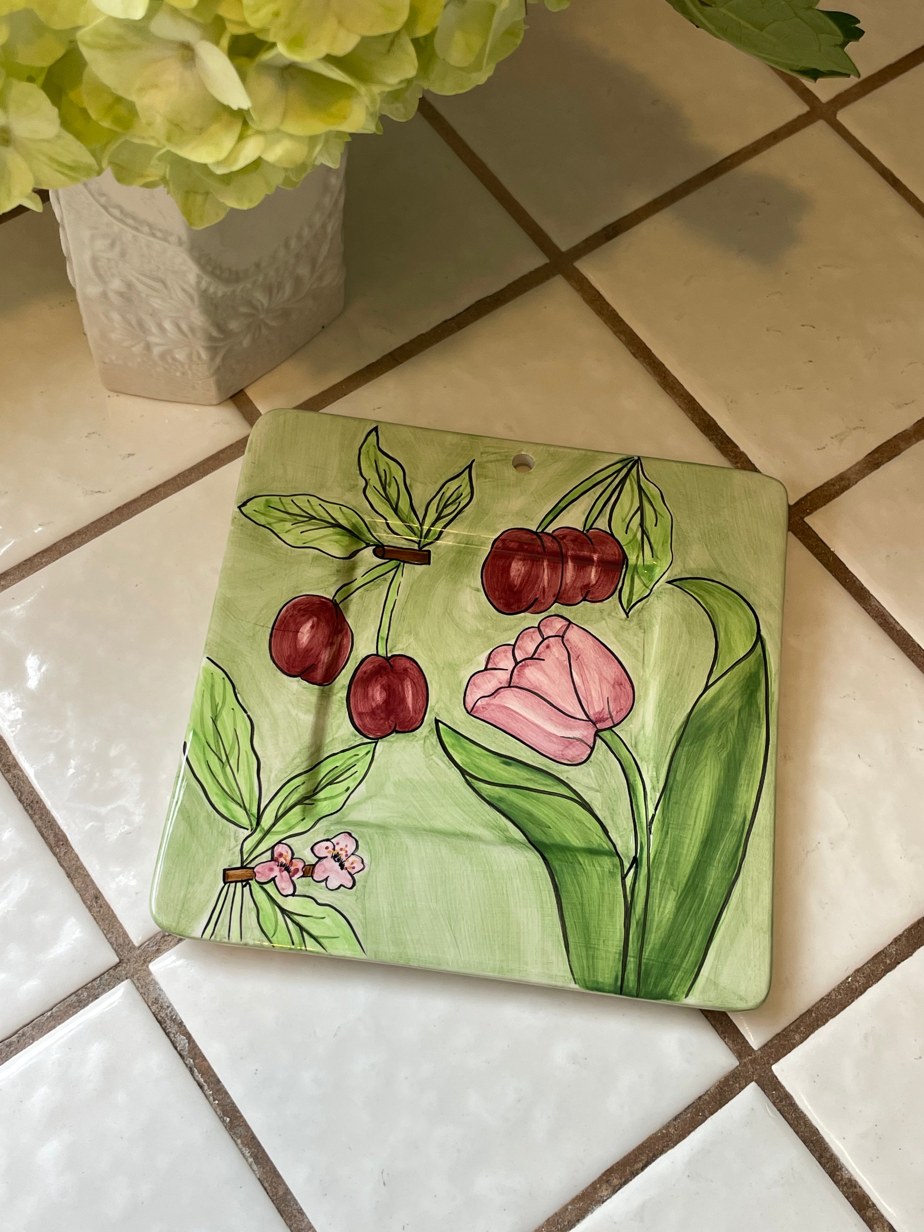 Tulips & Cherries Trivet