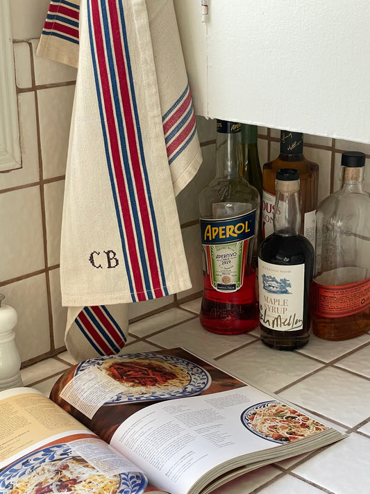 Red & Blue Stripe Tea Towel