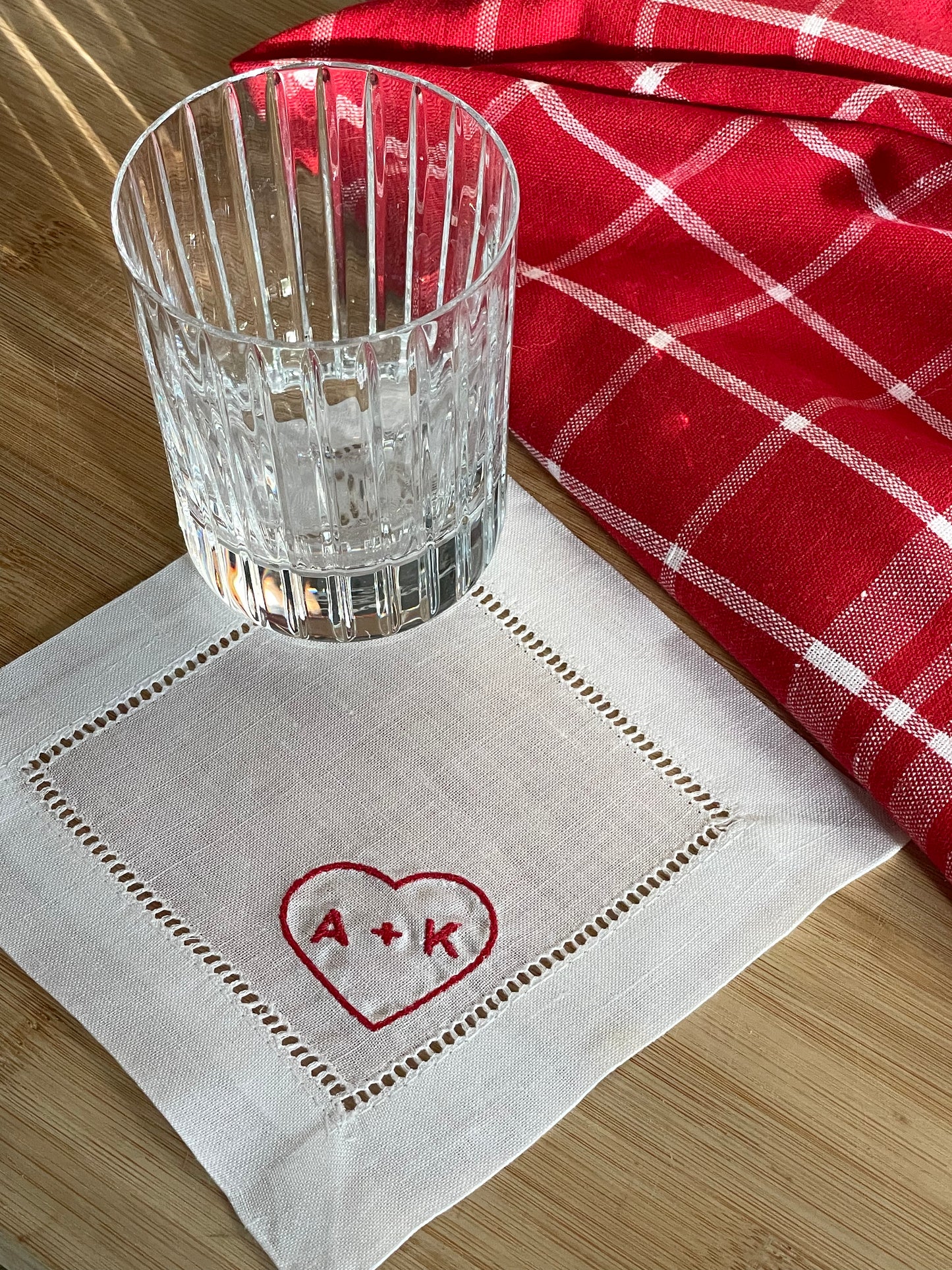 Personalized Heart Cocktail Napkins, Set of 4