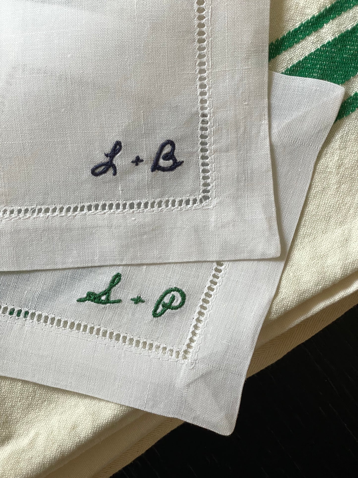 Manuscript Monogram Cocktail Napkins, Set of 4