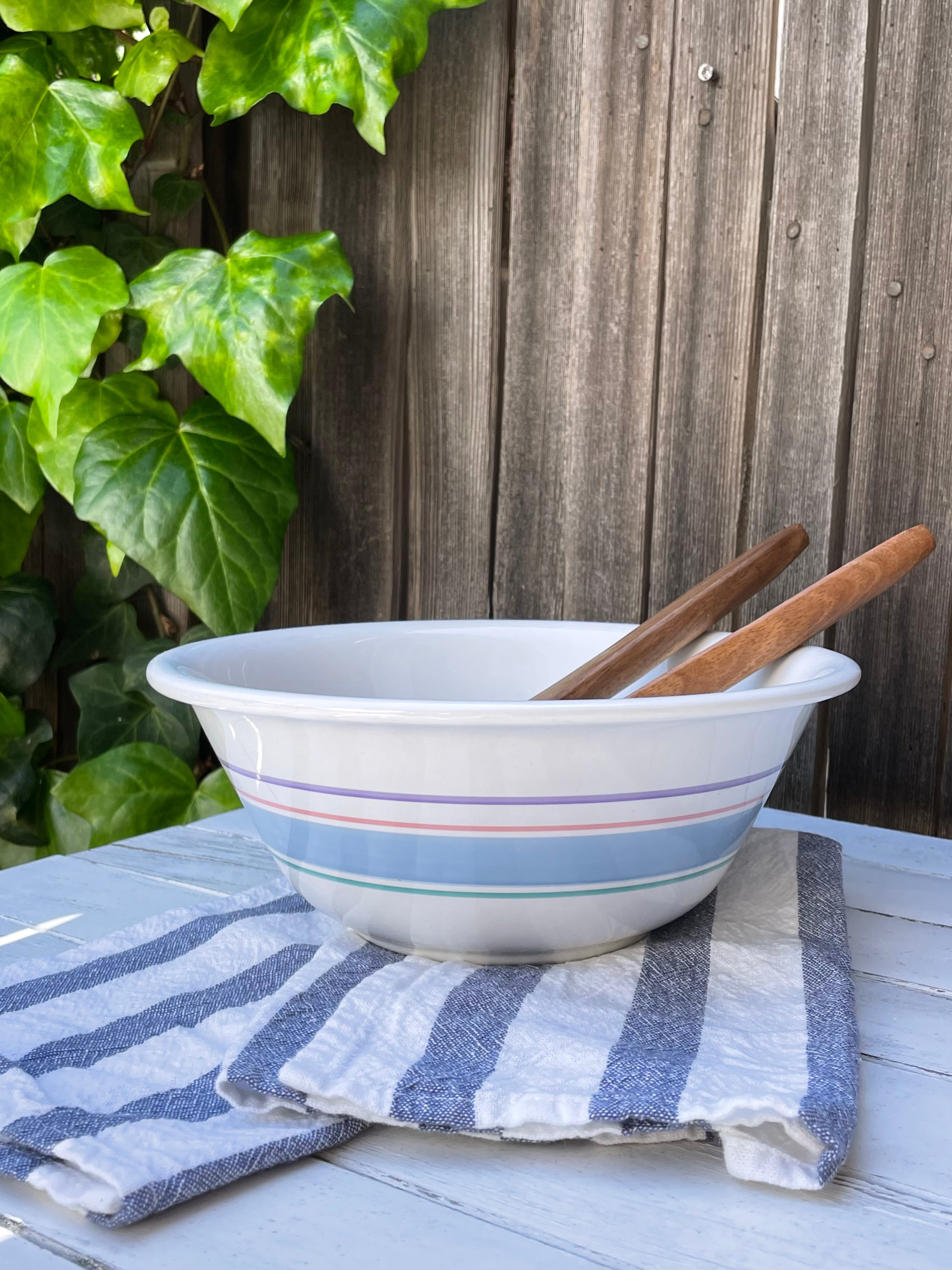 Pastel Stripe Serving Bowl
