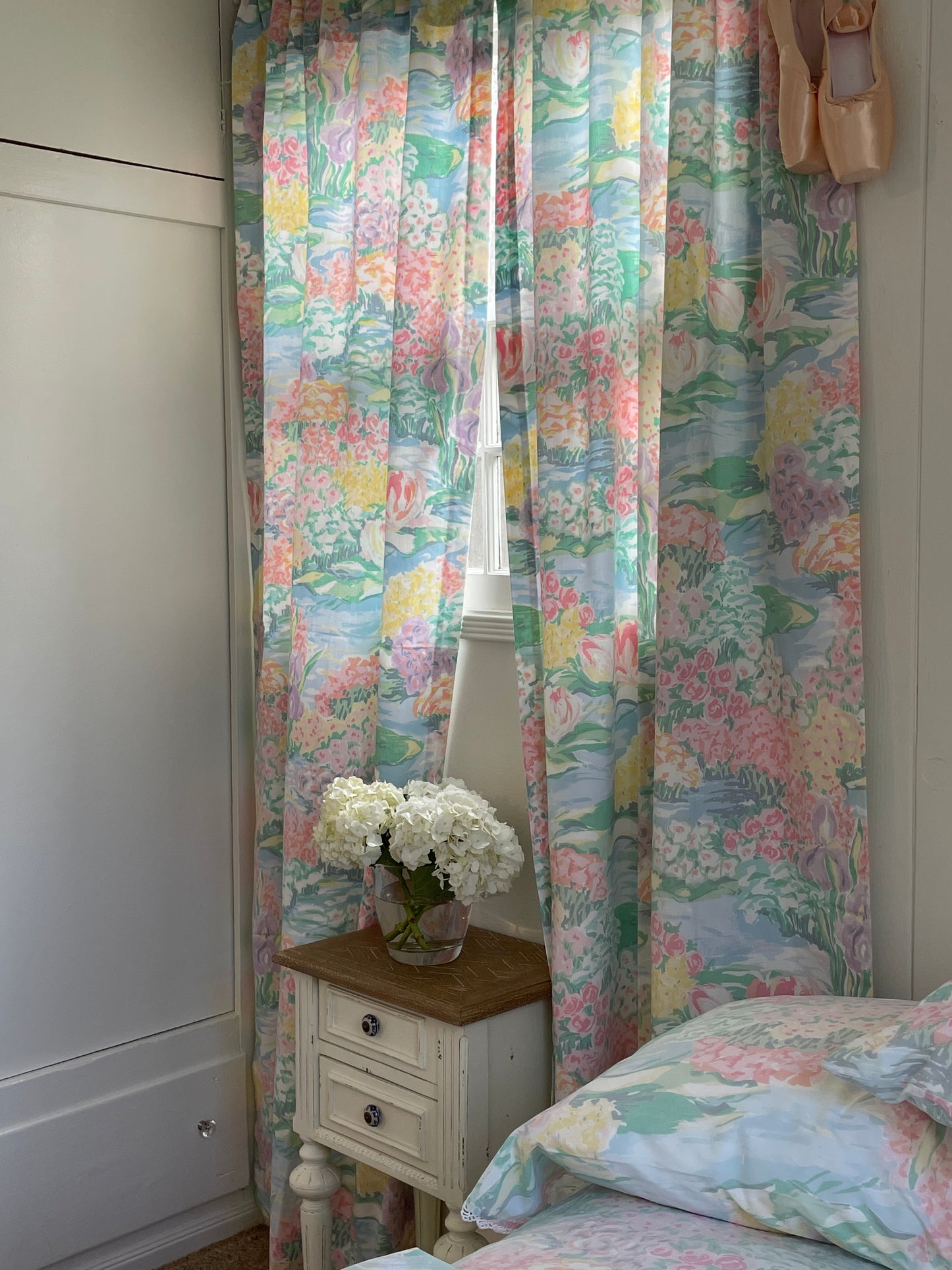 Vintage Claude Monet Water Lillies Curtain Panels, Set of 2