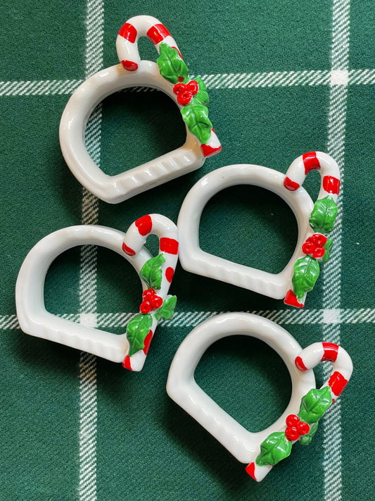 Candy Cane Napkin Rings, Set of 4