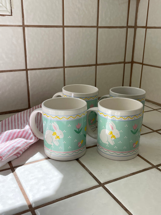 Easter Bunny Mugs, Set of 4